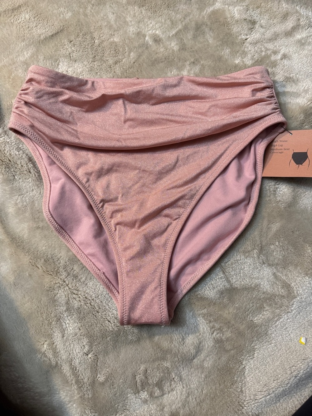 Shade & Shore Shimmery Blush Pink High Waist Bikini Bottoms